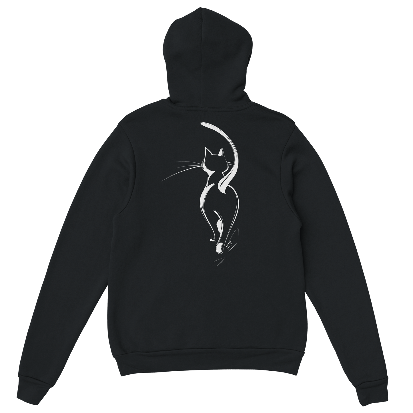 "Attitude Cat Hoodie" – Double - Sided Line Art Hoodie – Minimalist Angry Cat Pullover (Black) - MildPrint.store