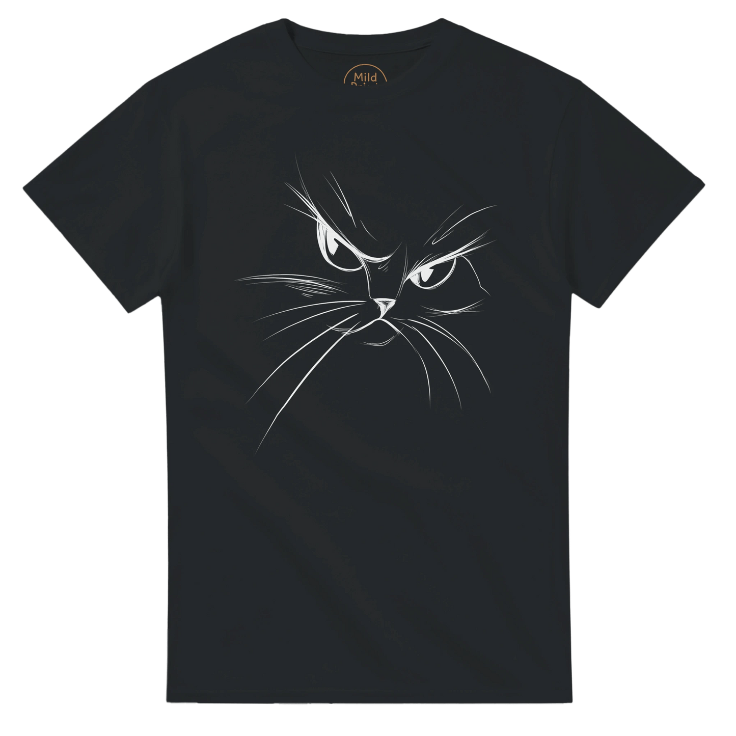 "Attitude Cat" – Minimalist Line Art T-Shirt – Double - Sided Elegant Cat Tee – Chic Unisex Animal Shirt (Black) - MildPrint.store