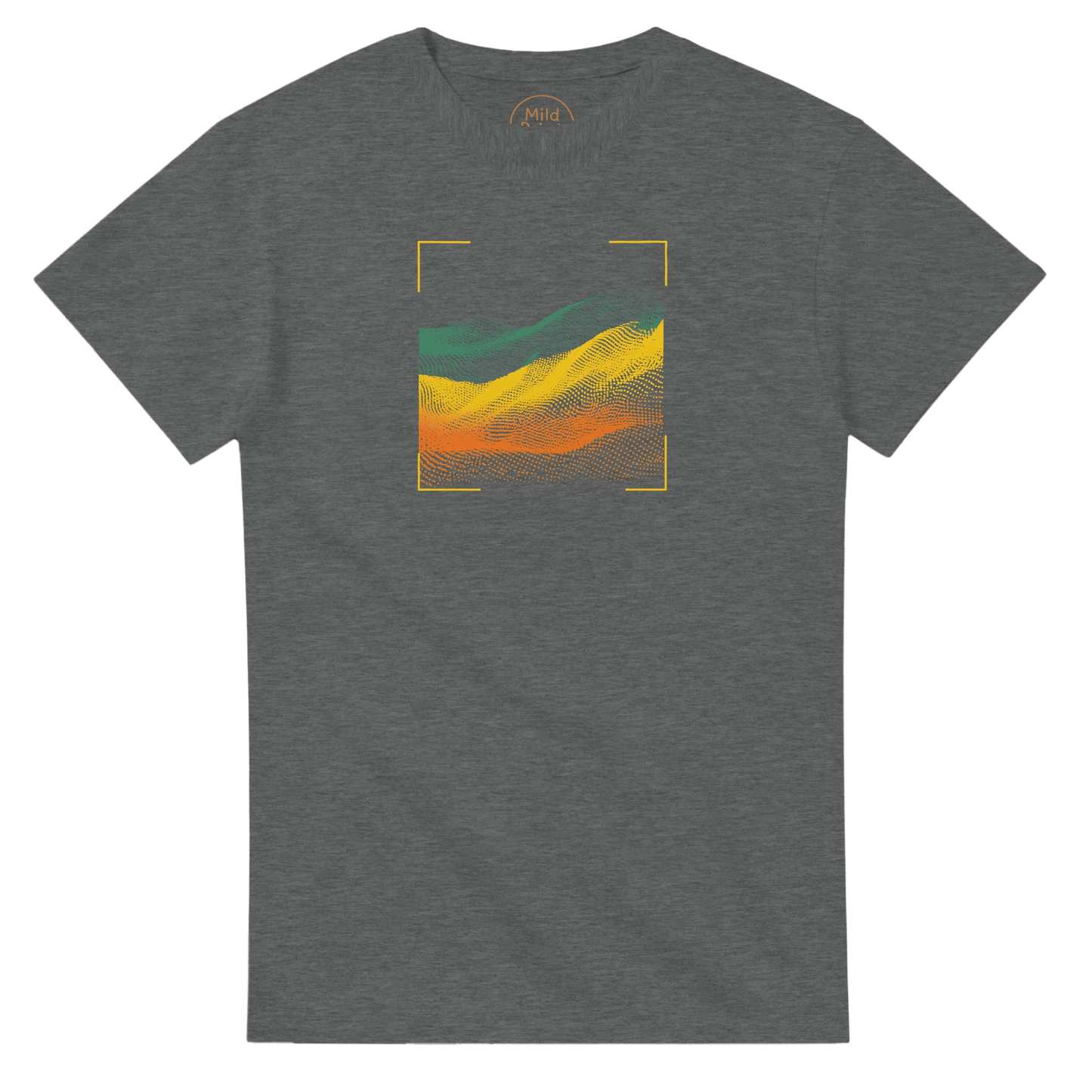 "Digital Terrain" – Abstract Gradient Grid T-Shirt – Futuristic Landscape Graphic Tee (Graphite Heather) - MildPrint.store