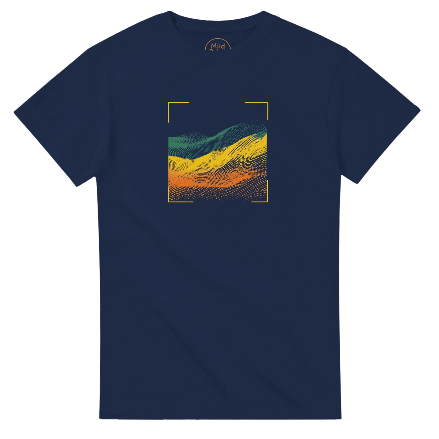 "Digital Terrain" – Abstract Gradient Grid T-Shirt – Futuristic Landscape Graphic Tee (Navy) - MildPrint.store