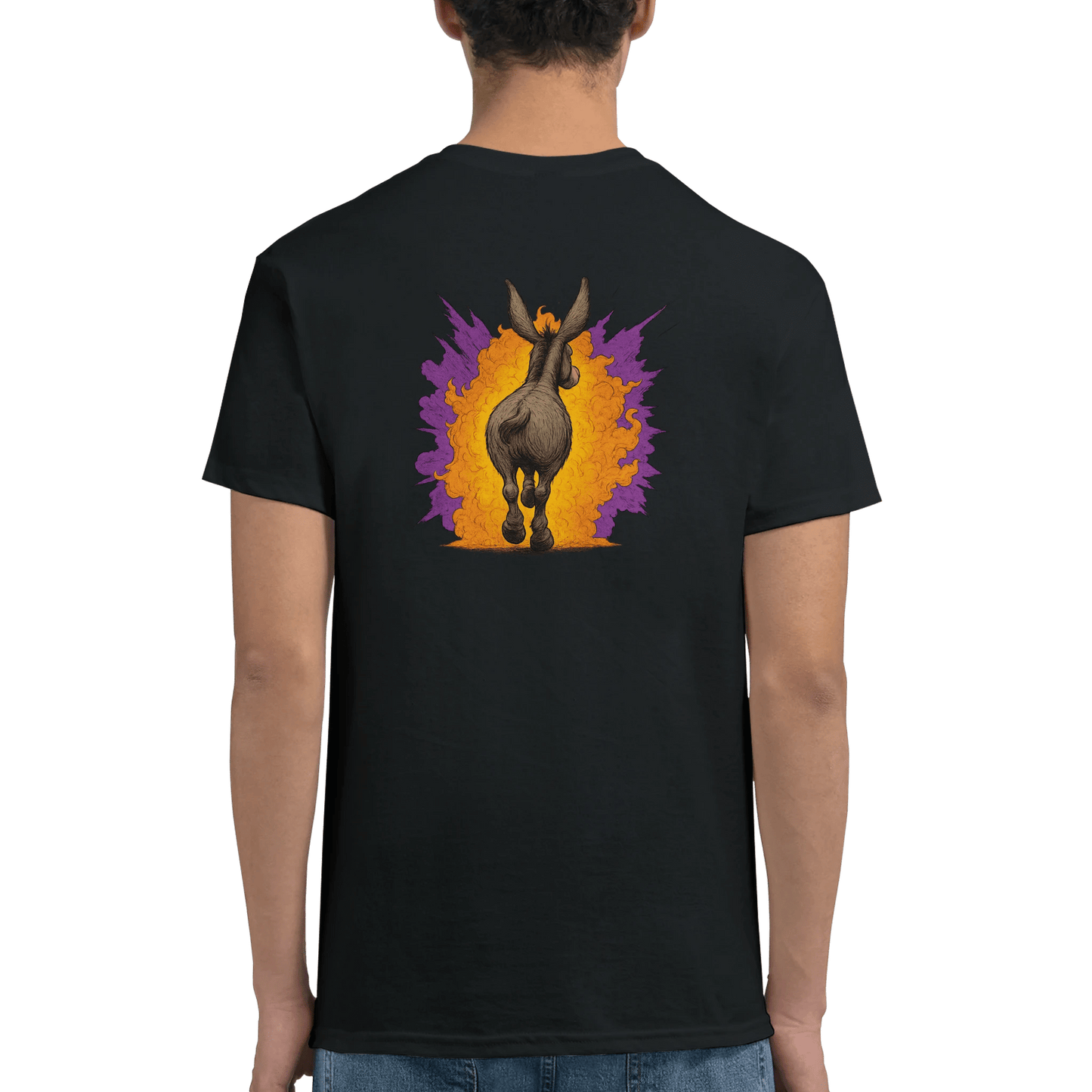 "Exploding Personality" – Funny Donkey T-Shirt – Double - Sided Comic Tee – Weird Gift for Him or Her (Black) - MildPrint.store