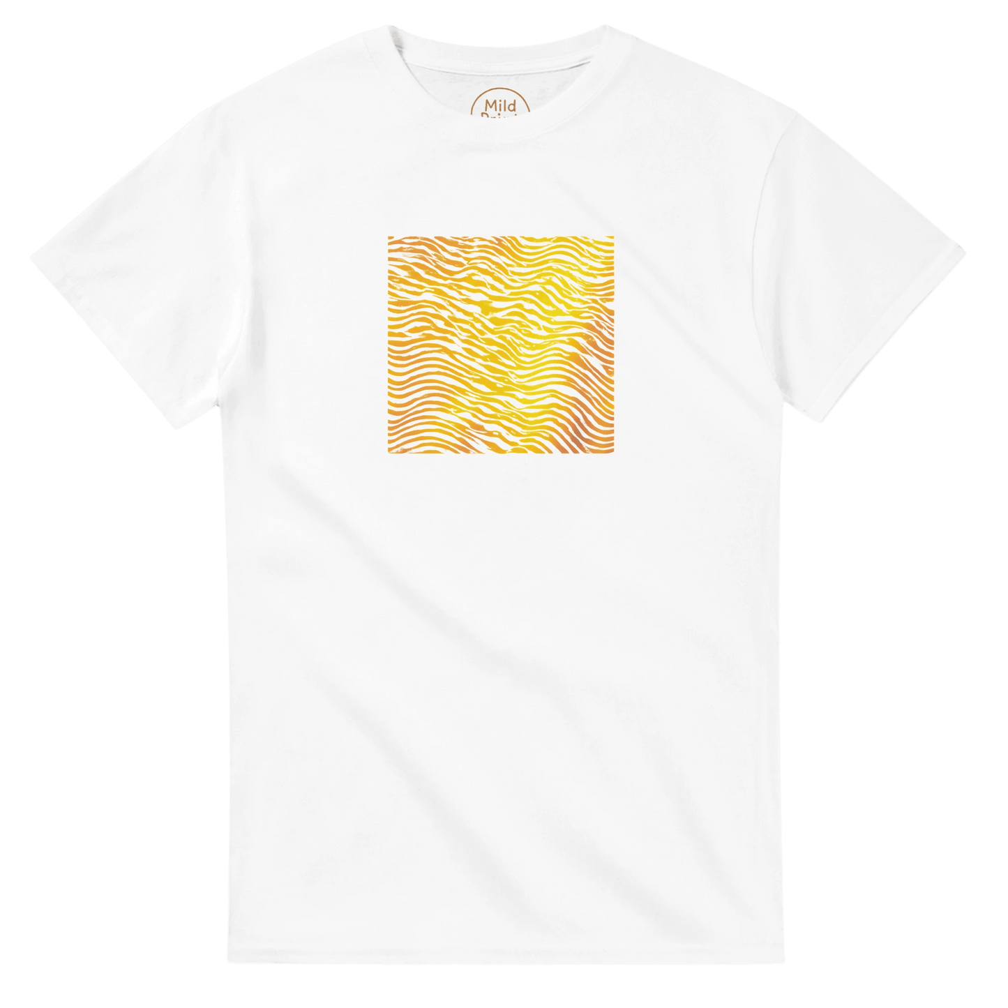 "Heatwave Lines" – Abstract Sun Pattern T-Shirt – Modern Minimalist Graphic Tee (White) - MildPrint.store