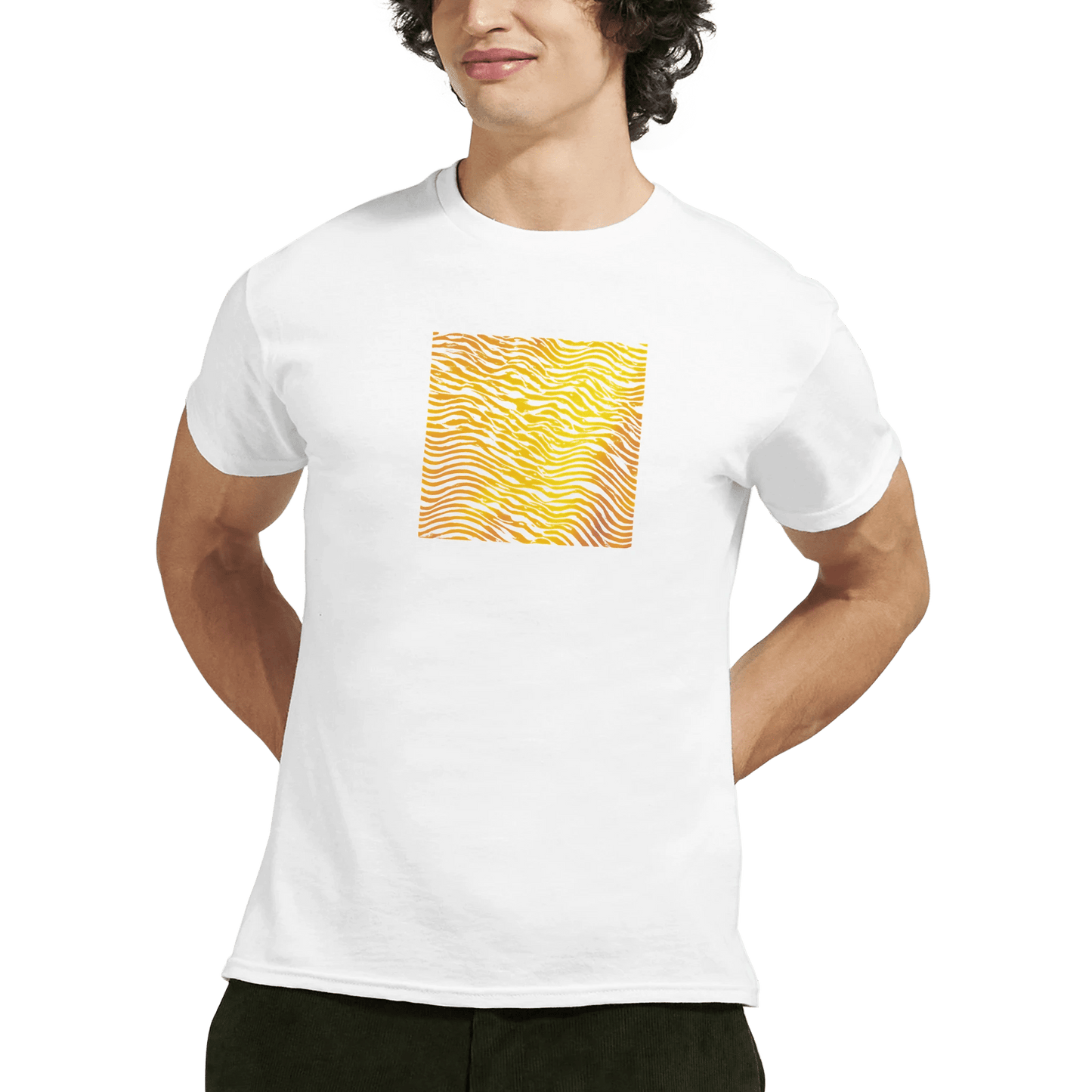 "Heatwave Lines" – Abstract Sun Pattern T-Shirt – Modern Minimalist Graphic Tee (White) - MildPrint.store