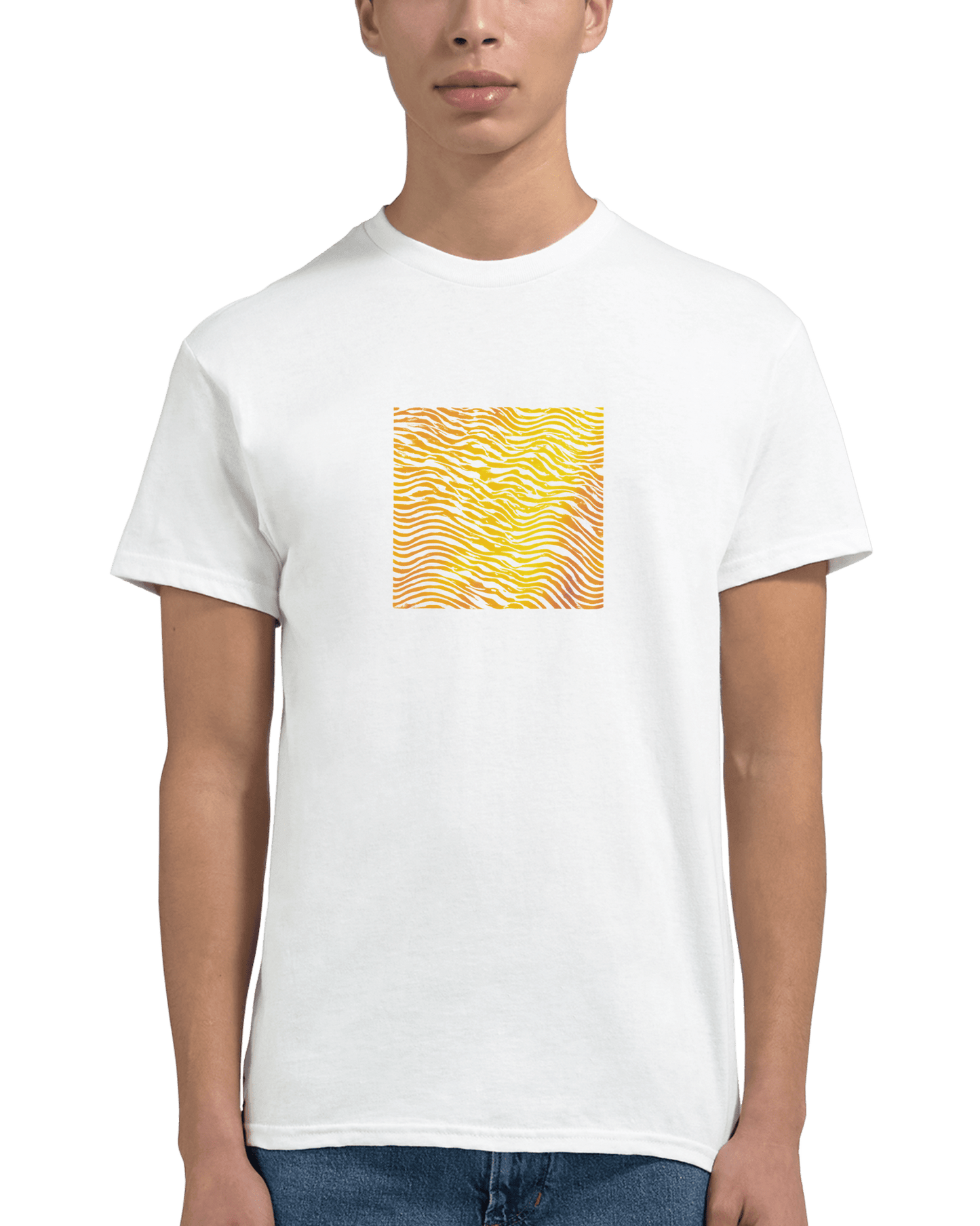 "Heatwave Lines" – Abstract Sun Pattern T-Shirt – Modern Minimalist Graphic Tee (White) - MildPrint.store