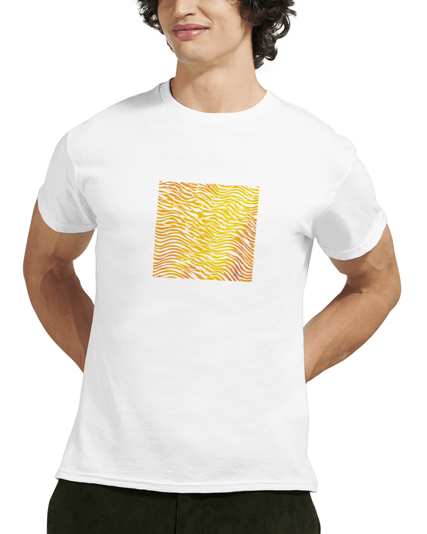 "Heatwave Lines" – Abstract Sun Pattern T-Shirt – Modern Minimalist Graphic Tee (White) - MildPrint.store