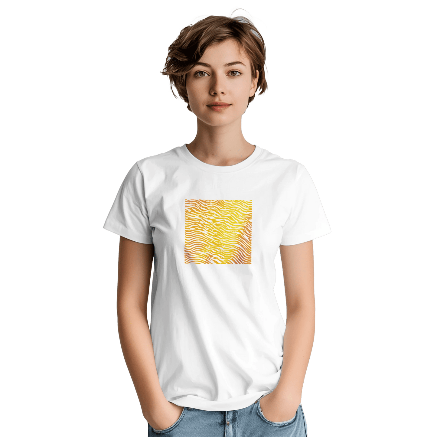 "Heatwave Lines" – Abstract Sun Pattern T-Shirt – Modern Minimalist Graphic Tee (White) - MildPrint.store