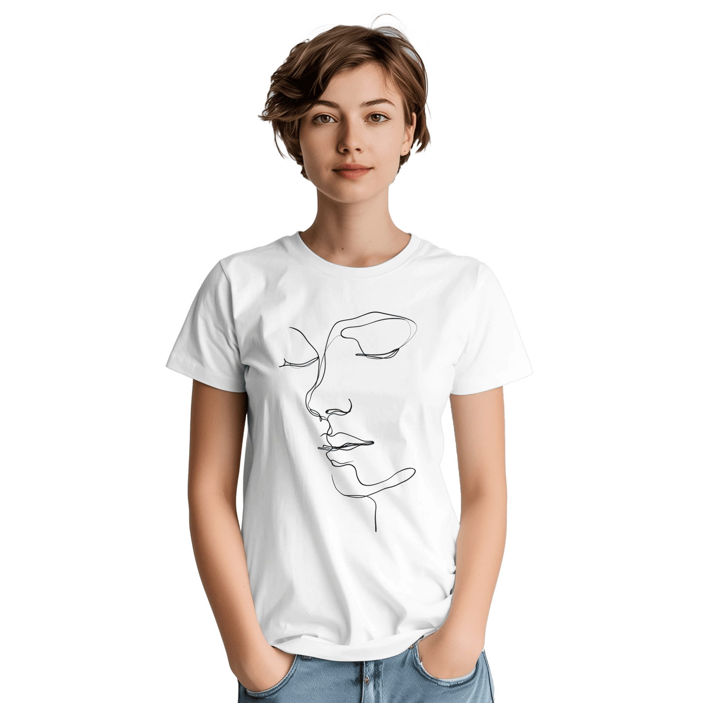 "One Line Grace" – Minimalist Face Line Art T-shirt - MildPrint.store