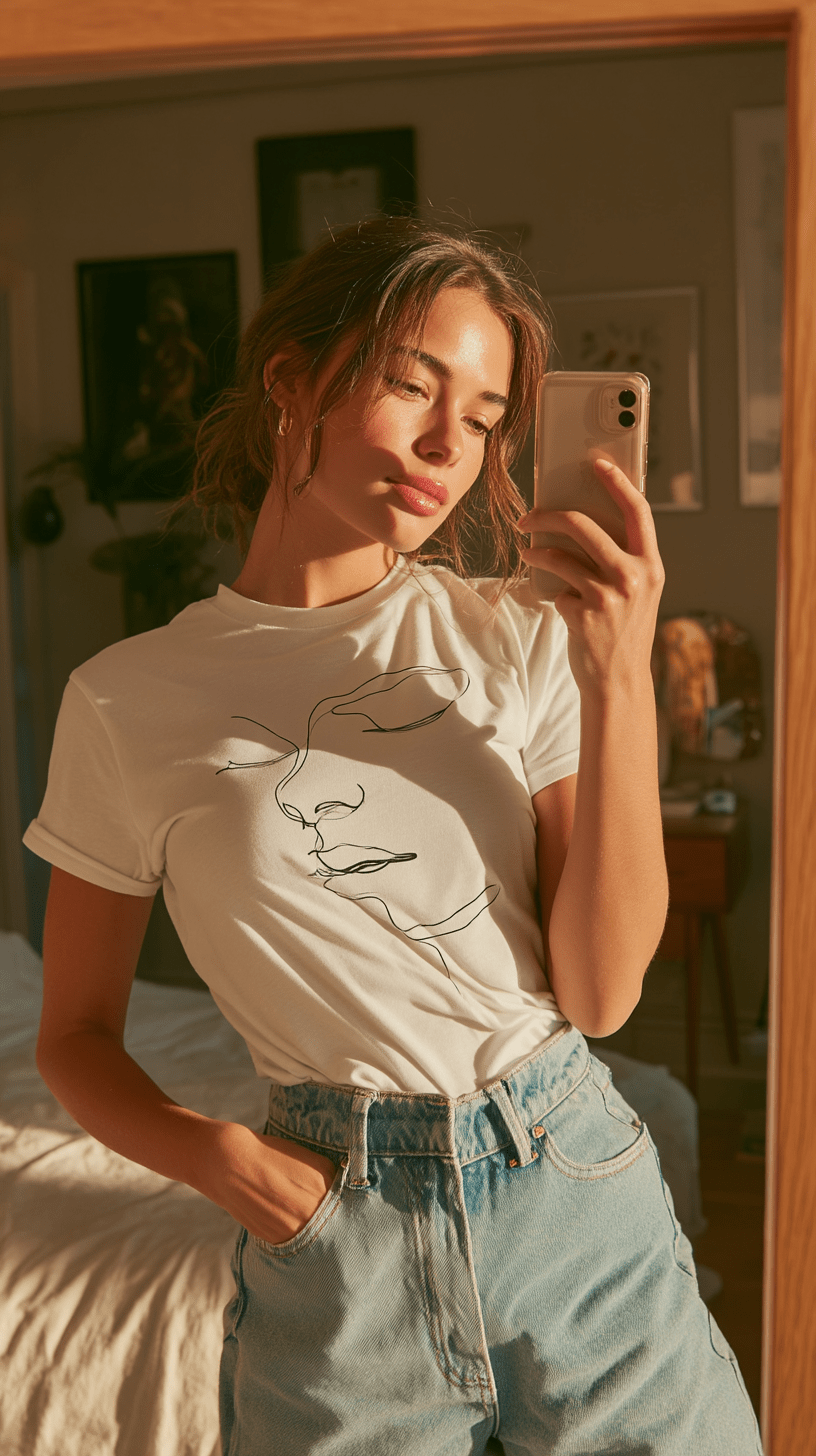 "One Line Grace" – Minimalist Face Line Art T-shirt - MildPrint.store