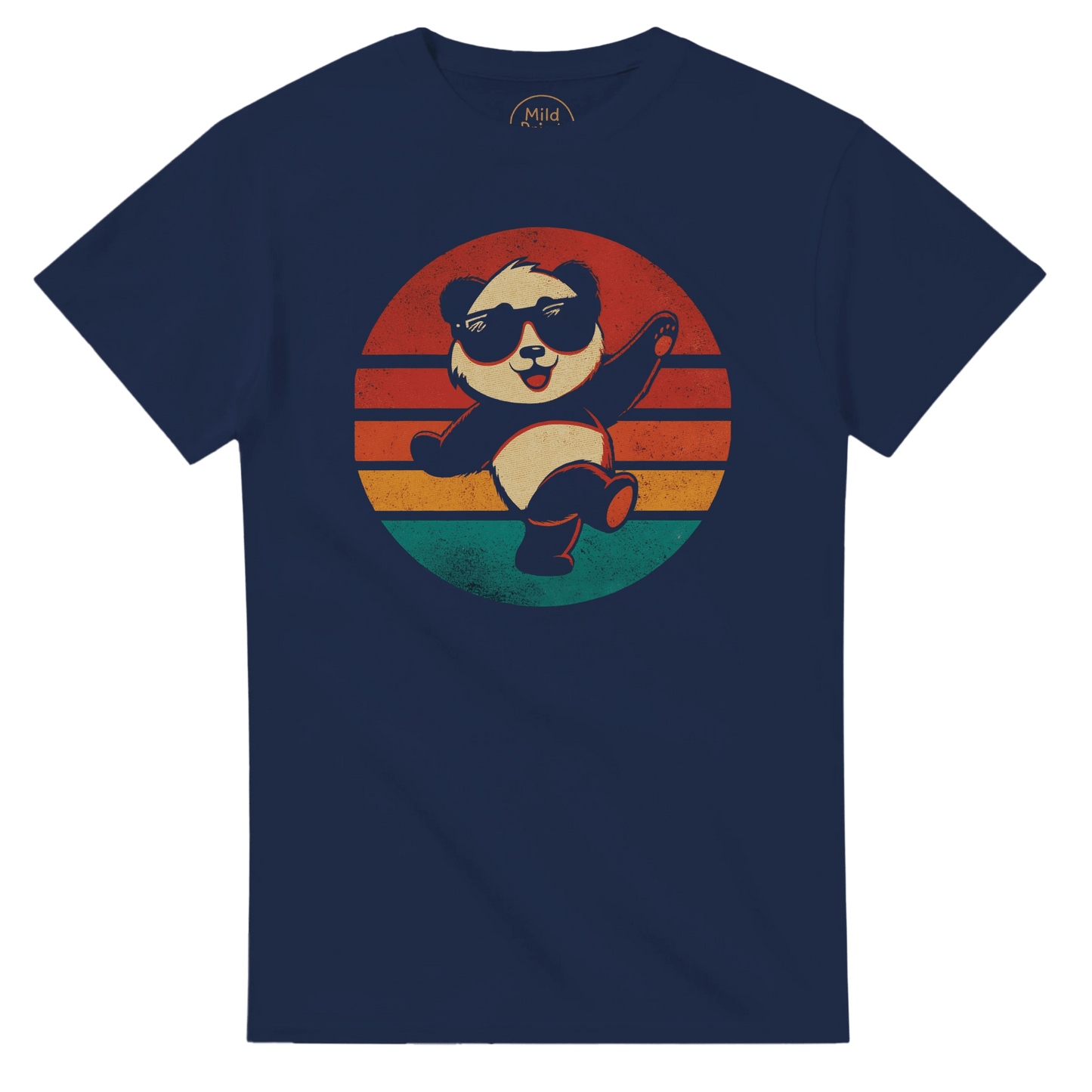 "Retro Disco Panda" – Funny Dancing Panda T-Shirt – Vintage Sunset Graphic Tee (Navy) - MildPrint.store