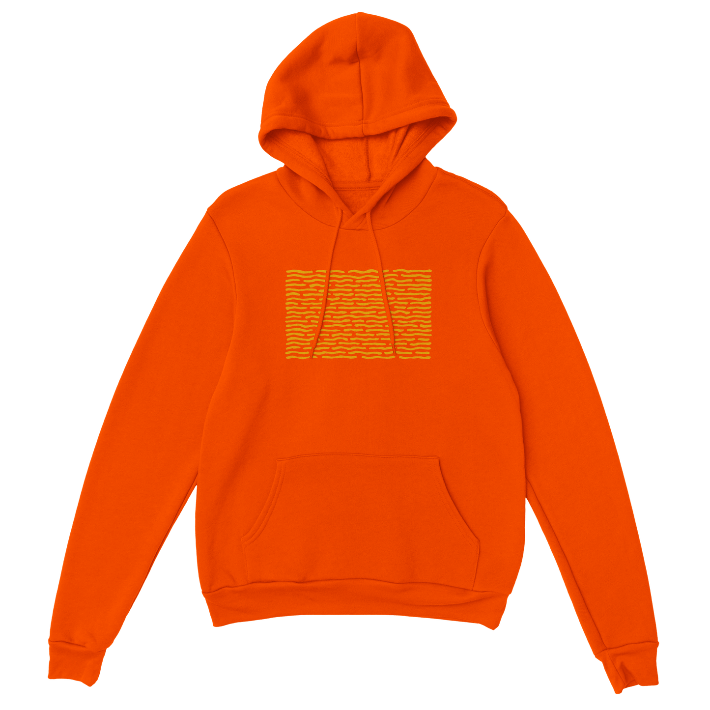 "Solar Code" – Orange Hoodie with Abstract Yellow Pattern - MildPrint.store