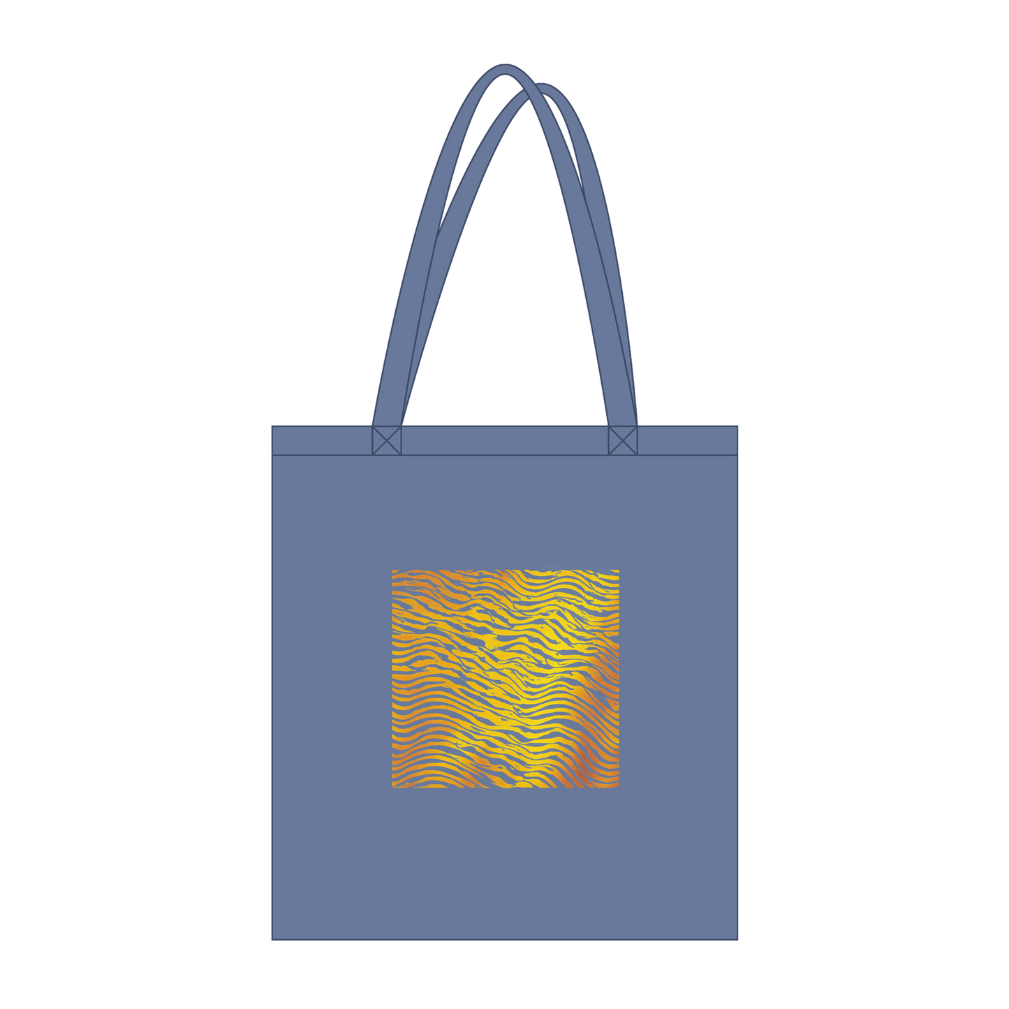 "Solar Lines Tote" – Organic Cotton Tote Bag with Abstract Yellow Wave Print - MildPrint.store