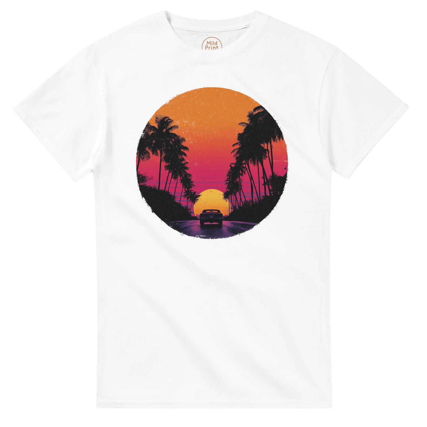 "Sunset Drive" – Retro Car & Palm Trees T-shirt - MildPrint.store