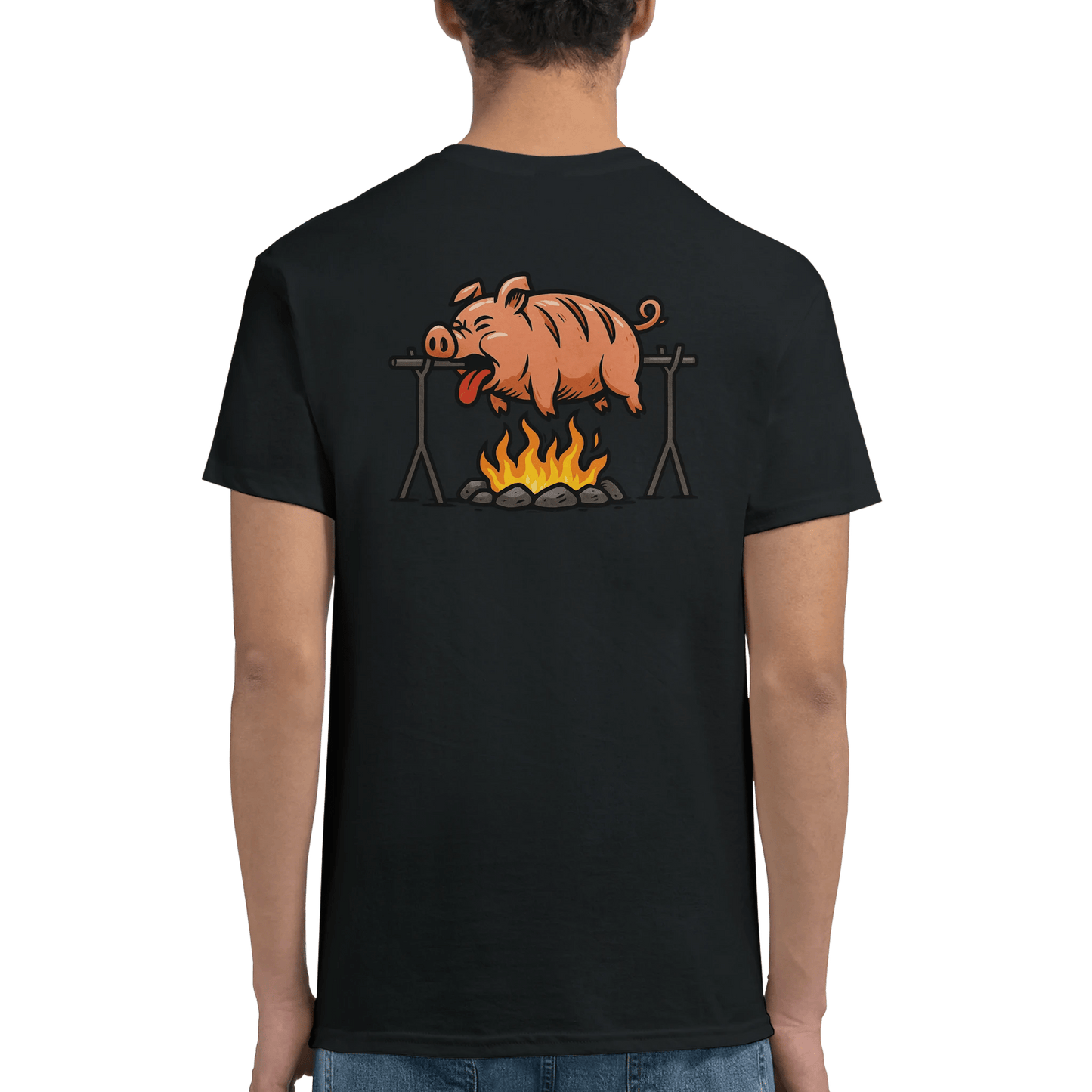 "Well Done Pig" – Funny BBQ T-Shirt – Double - Sided Roast Humor Tee – Gag Gift for Grill Lovers (Black) - MildPrint.store
