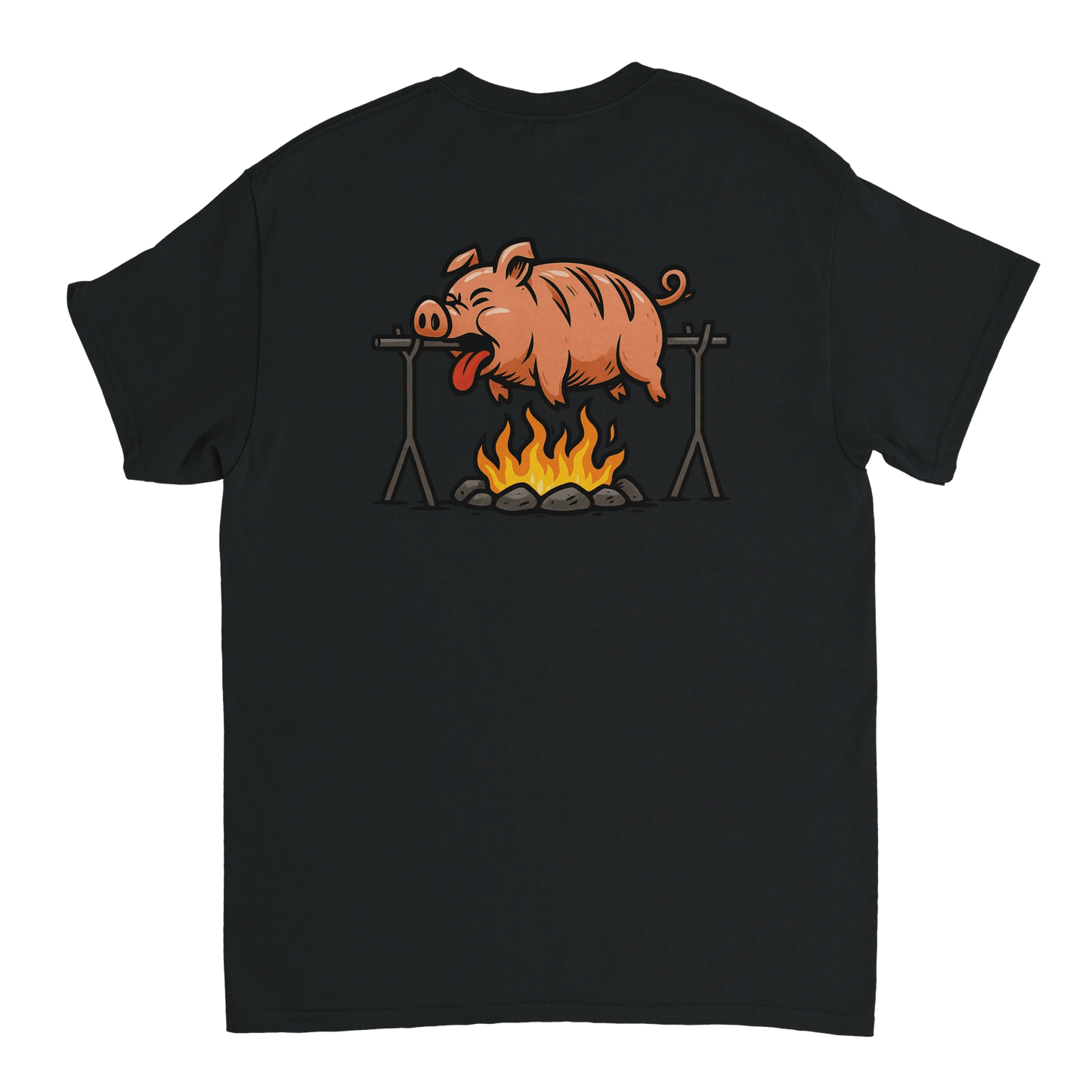 "Well Done Pig" – Funny BBQ T-Shirt – Double - Sided Roast Humor Tee – Gag Gift for Grill Lovers (Black) - MildPrint.store