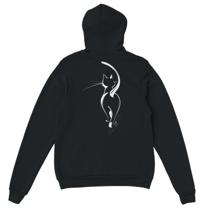 "Attitude Cat Hoodie" – Double - Sided Line Art Hoodie – Minimalist Angry Cat Pullover (Black) - MildPrint.store