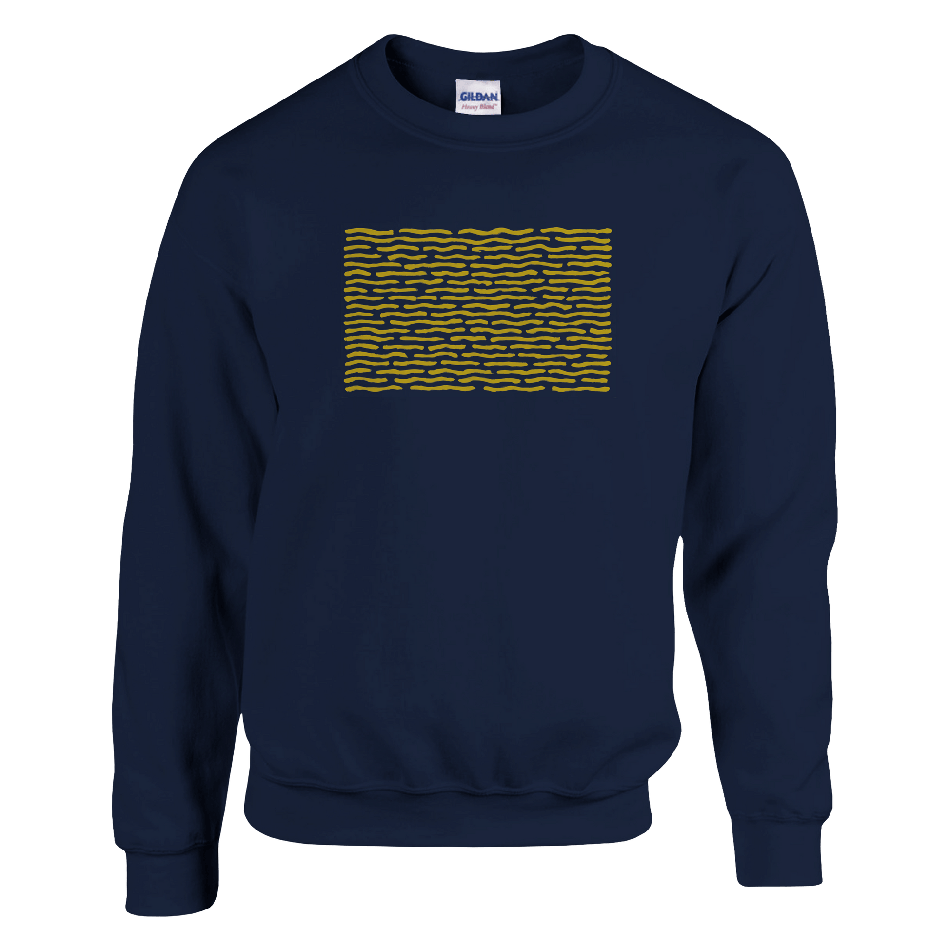 "Blue Current" – Minimal Wavy Line Crewneck Sweatshirt (Navy) - MildPrint.store