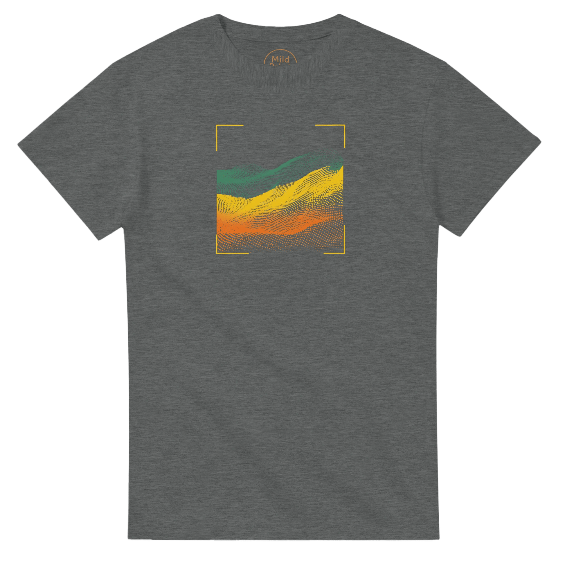 "Digital Terrain" – Abstract Gradient Grid T-Shirt – Futuristic Landscape Graphic Tee (Graphite Heather) - MildPrint.store