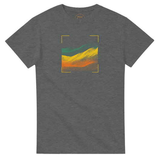 "Digital Terrain" – Abstract Gradient Grid T-Shirt – Futuristic Landscape Graphic Tee (Graphite Heather) - MildPrint.store