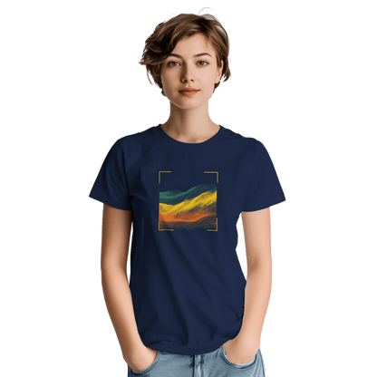 "Digital Terrain" – Abstract Gradient Grid T-Shirt – Futuristic Landscape Graphic Tee (Navy) - MildPrint.store