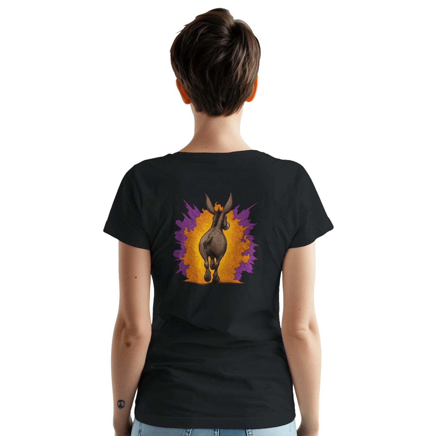 "Exploding Personality" – Funny Donkey T-Shirt – Double - Sided Comic Tee – Weird Gift for Him or Her (Black) - MildPrint.store