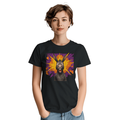 "Exploding Personality" – Funny Donkey T-Shirt – Double - Sided Comic Tee – Weird Gift for Him or Her (Black) - MildPrint.store