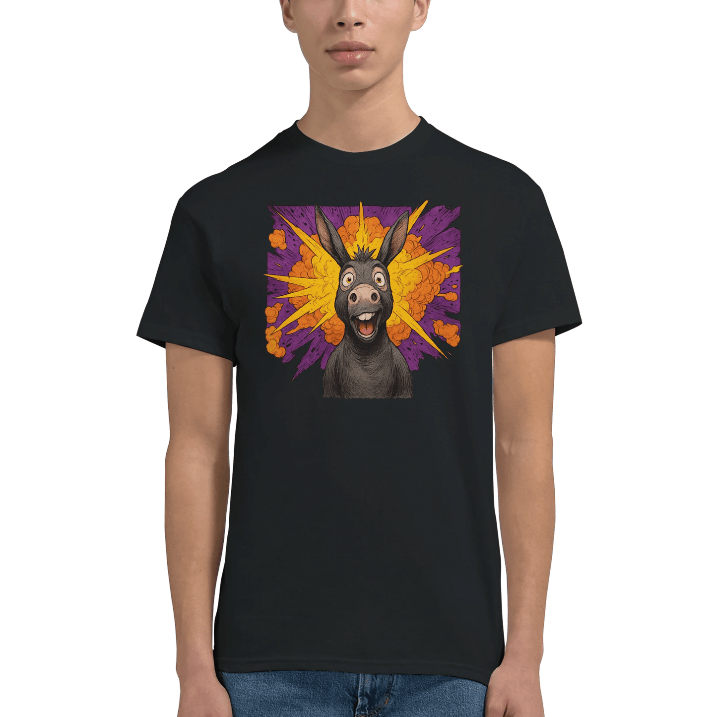 "Exploding Personality" – Funny Donkey T-Shirt – Double - Sided Comic Tee – Weird Gift for Him or Her (Black) - MildPrint.store