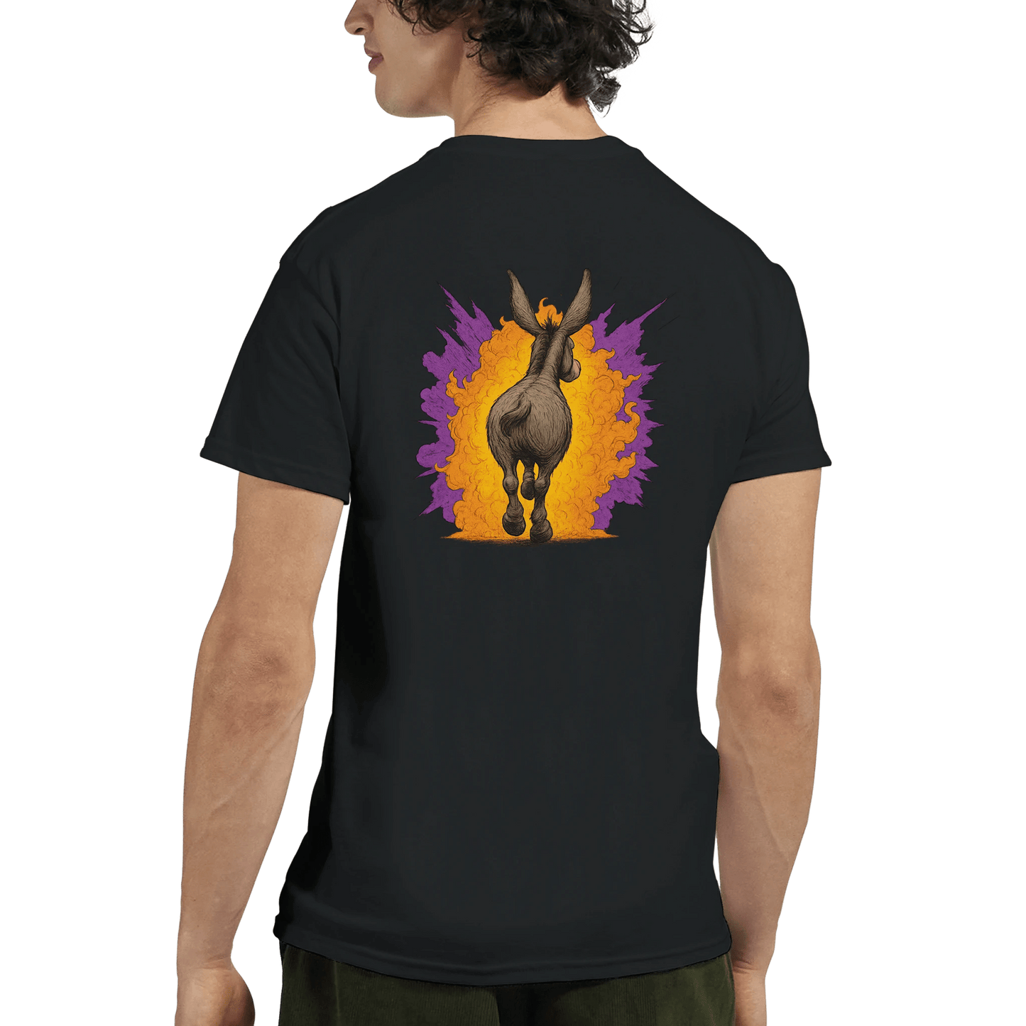 "Exploding Personality" – Funny Donkey T-Shirt – Double - Sided Comic Tee – Weird Gift for Him or Her (Black) - MildPrint.store