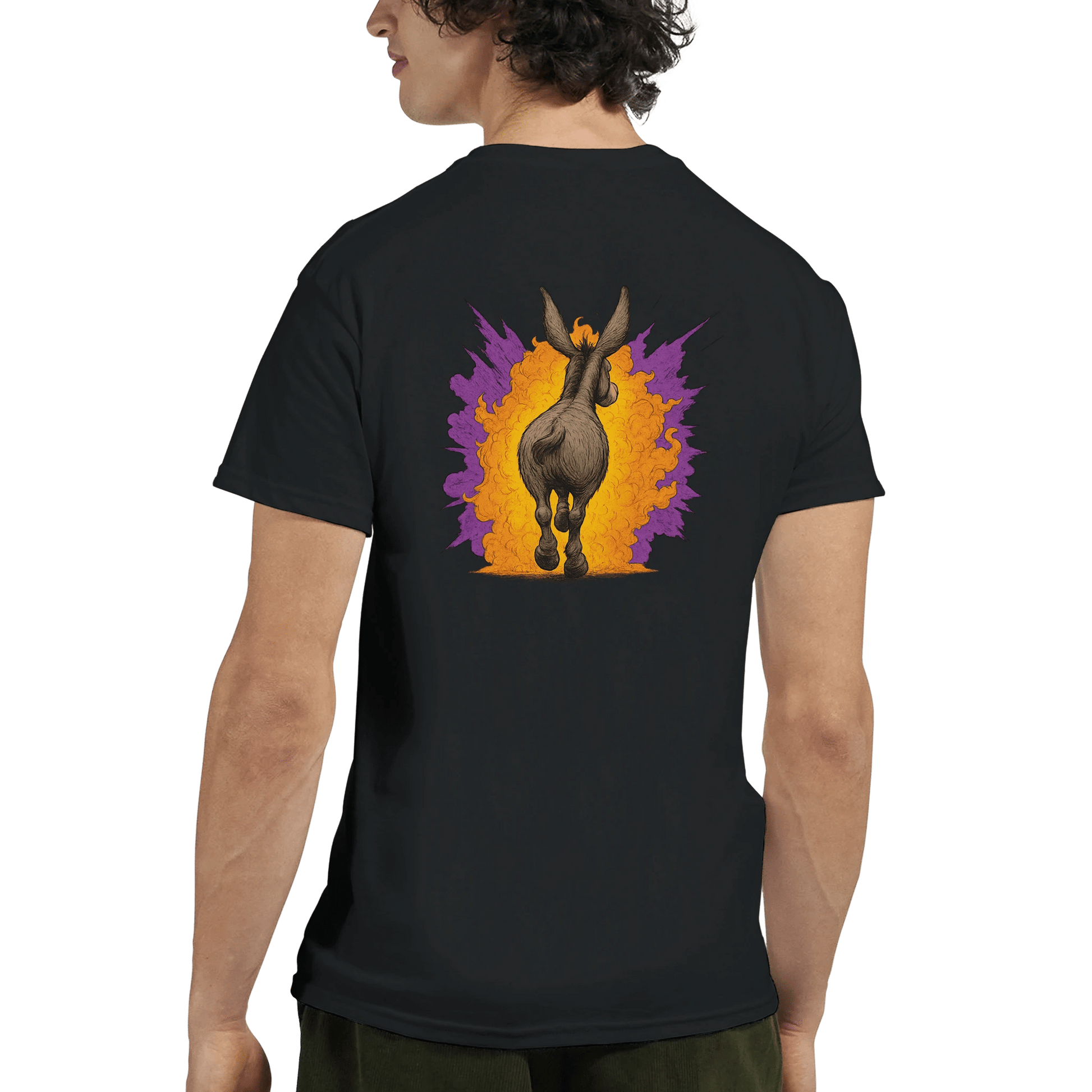 "Exploding Personality" – Funny Donkey T-Shirt – Double - Sided Comic Tee – Weird Gift for Him or Her (Black) - MildPrint.store