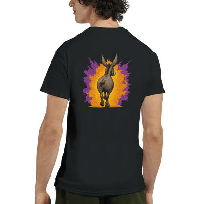 "Exploding Personality" – Funny Donkey T-Shirt – Double - Sided Comic Tee – Weird Gift for Him or Her (Black) - MildPrint.store