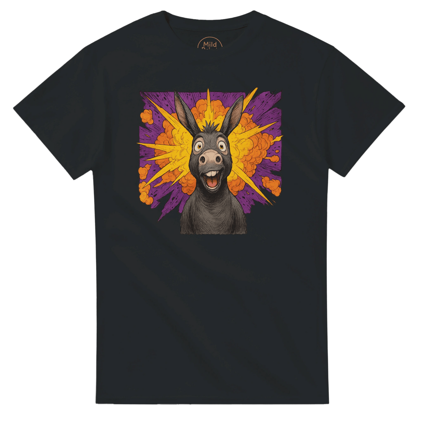 "Exploding Personality" – Funny Donkey T-Shirt – Double - Sided Comic Tee – Weird Gift for Him or Her (Black) - MildPrint.store