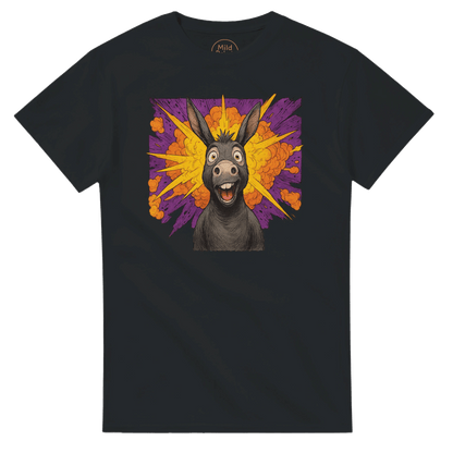 "Exploding Personality" – Funny Donkey T-Shirt – Double - Sided Comic Tee – Weird Gift for Him or Her (Black) - MildPrint.store