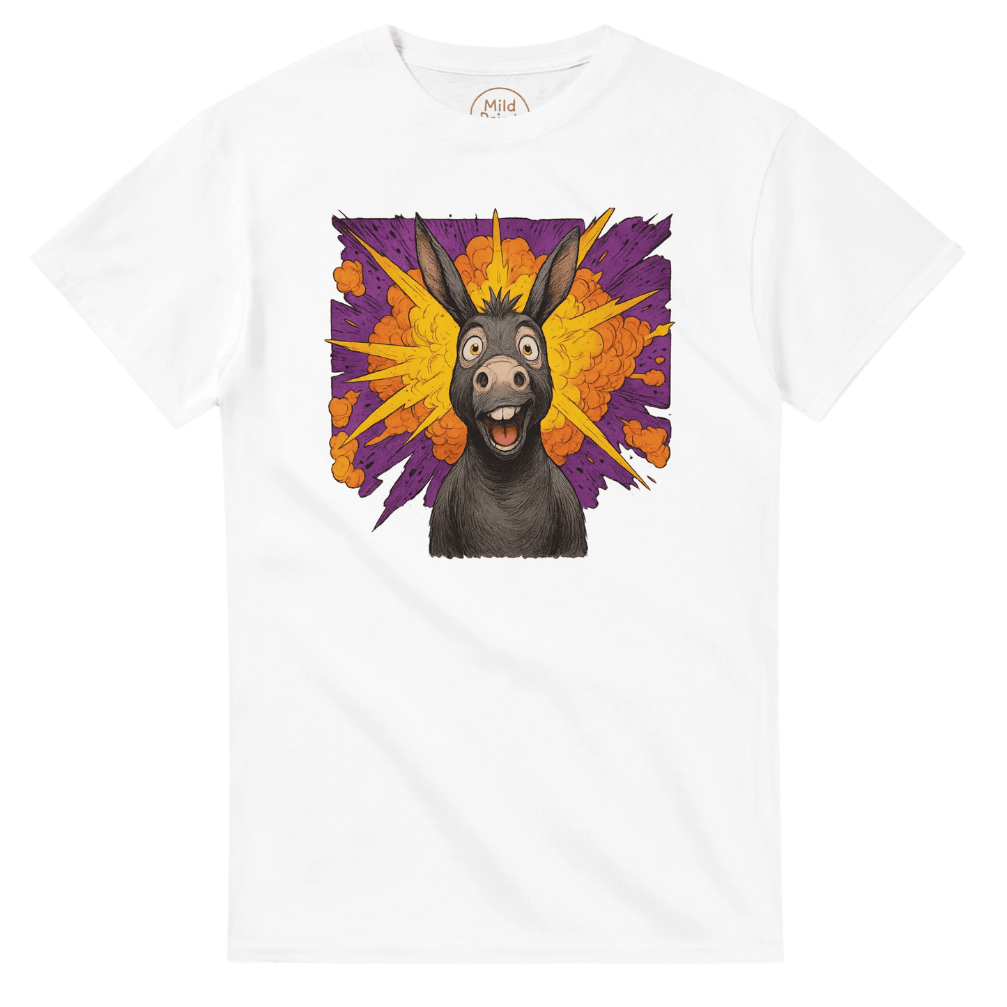"Exploding Personality" – Funny Donkey T-Shirt – Double - Sided Comic Tee – Weird Gift for Him or Her (White) - MildPrint.store