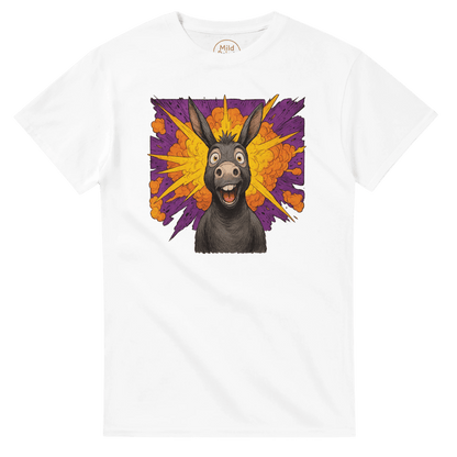 "Exploding Personality" – Funny Donkey T-Shirt – Double - Sided Comic Tee – Weird Gift for Him or Her (White) - MildPrint.store