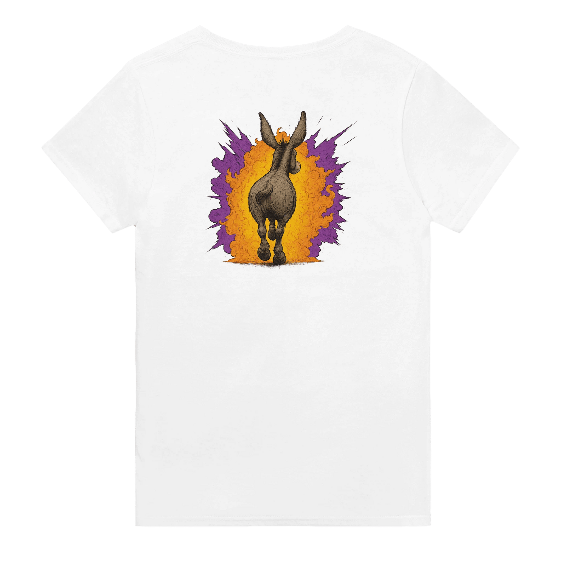 "Exploding Personality" – Funny Donkey T-Shirt – Double - Sided Comic Tee – Weird Gift for Him or Her (White) - MildPrint.store