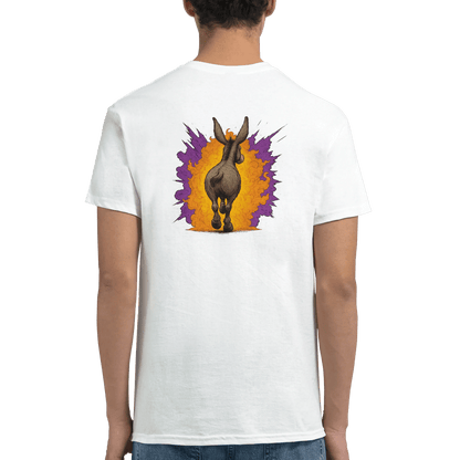 "Exploding Personality" – Funny Donkey T-Shirt – Double - Sided Comic Tee – Weird Gift for Him or Her (White) - MildPrint.store