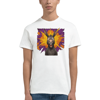 "Exploding Personality" – Funny Donkey T-Shirt – Double - Sided Comic Tee – Weird Gift for Him or Her (White) - MildPrint.store