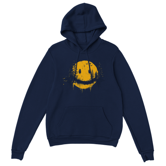 "Forest Smiley Hoodie" – Grunge Yellow Moon Hoodie – Nature Meets Streetwear - MildPrint.store
