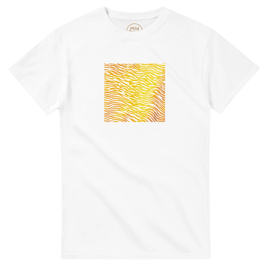 "Heatwave Lines" – Abstract Sun Pattern T-Shirt – Modern Minimalist Graphic Tee (White) - MildPrint.store