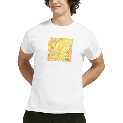 "Heatwave Lines" – Abstract Sun Pattern T-Shirt – Modern Minimalist Graphic Tee (White) - MildPrint.store