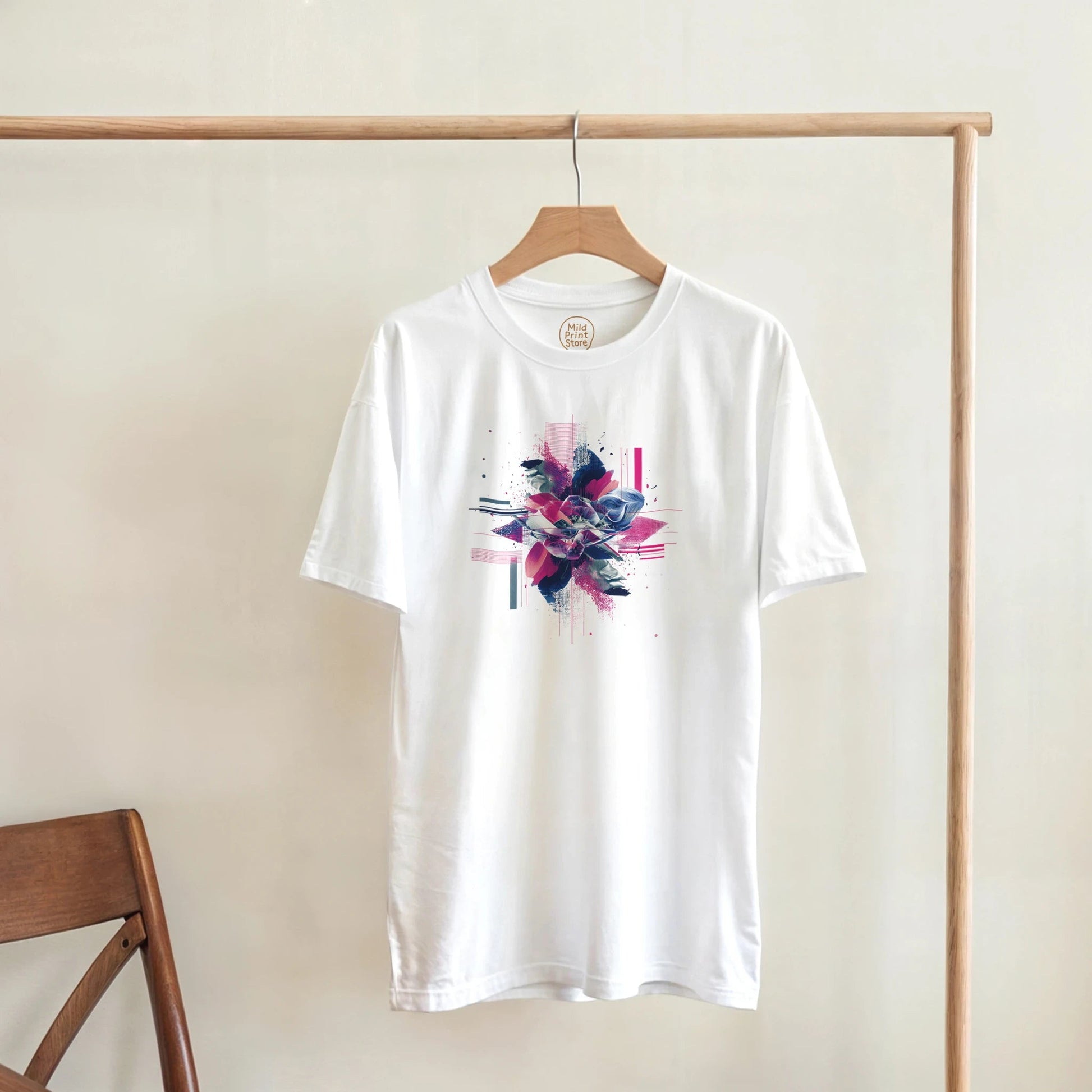 "Neon Bloom" – Abstract Floral Tech T-Shirt - MildPrint.store