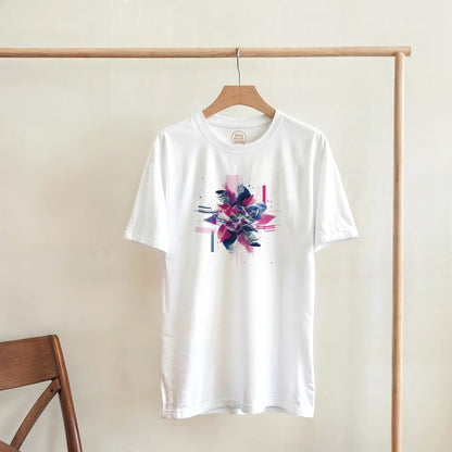 "Neon Bloom" – Abstract Floral Tech T-Shirt - MildPrint.store