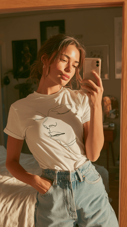 "One Line Grace" – Minimalist Face Line Art T-shirt - MildPrint.store