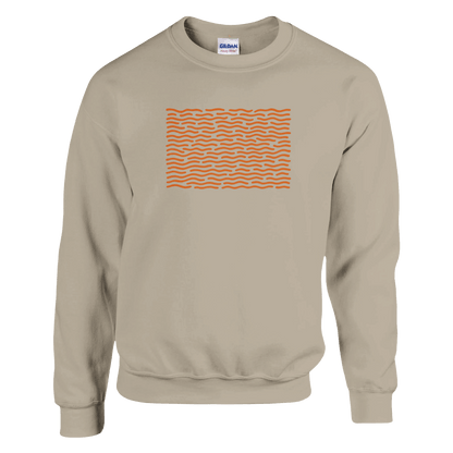 "Orange Drift" – Minimal Wavy Line Crewneck Sweatshirt (Sand) - MildPrint.store