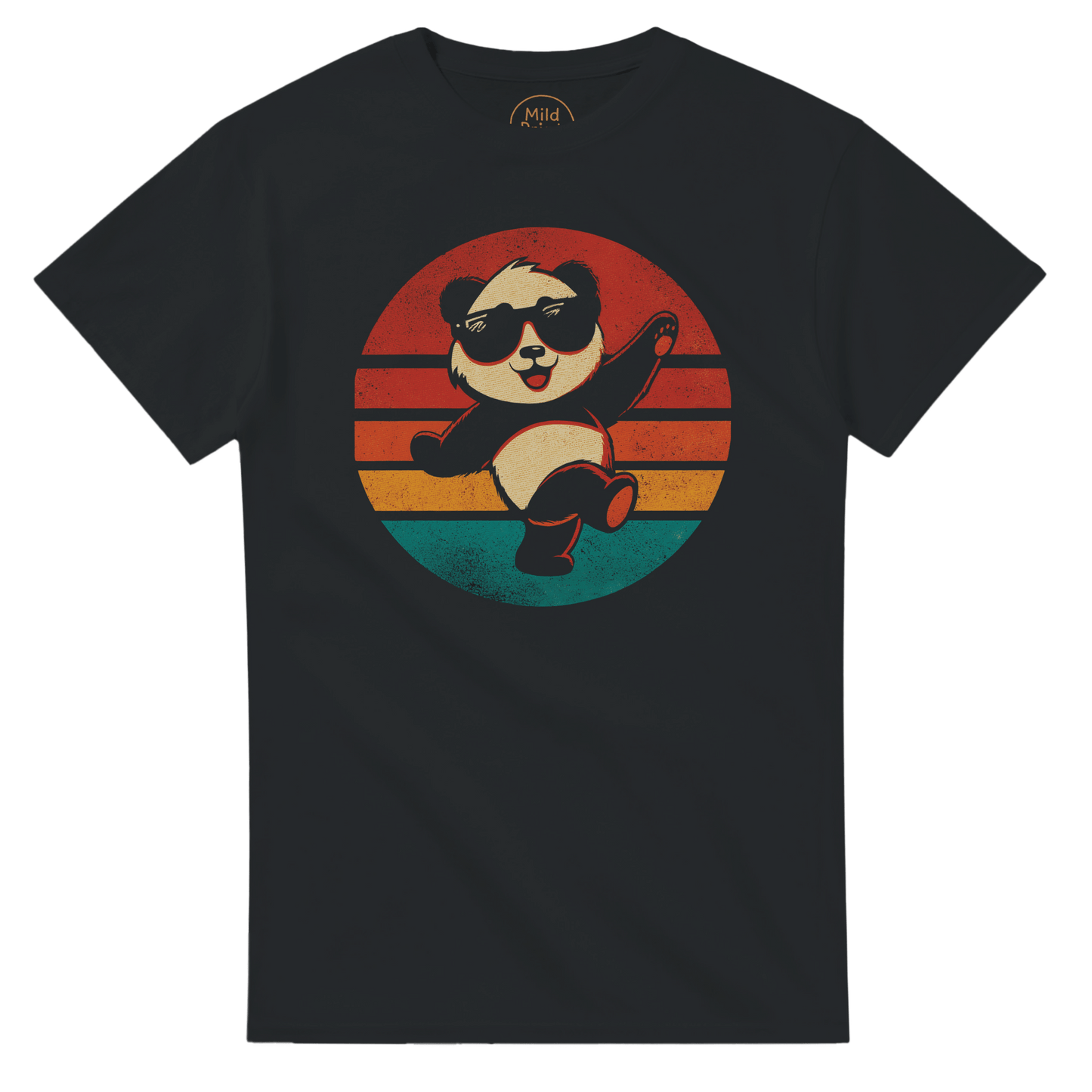 "Retro Disco Panda" – Funny Dancing Panda T-Shirt – Vintage Sunset Graphic Tee (Black) - MildPrint.store