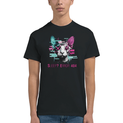 "Sleep? Error 404" – Glitch Cat T-Shirt – Cyberpunk Sphynx Meme Shirt – Funny Unisex Techwear Tee (Black) - MildPrint.store