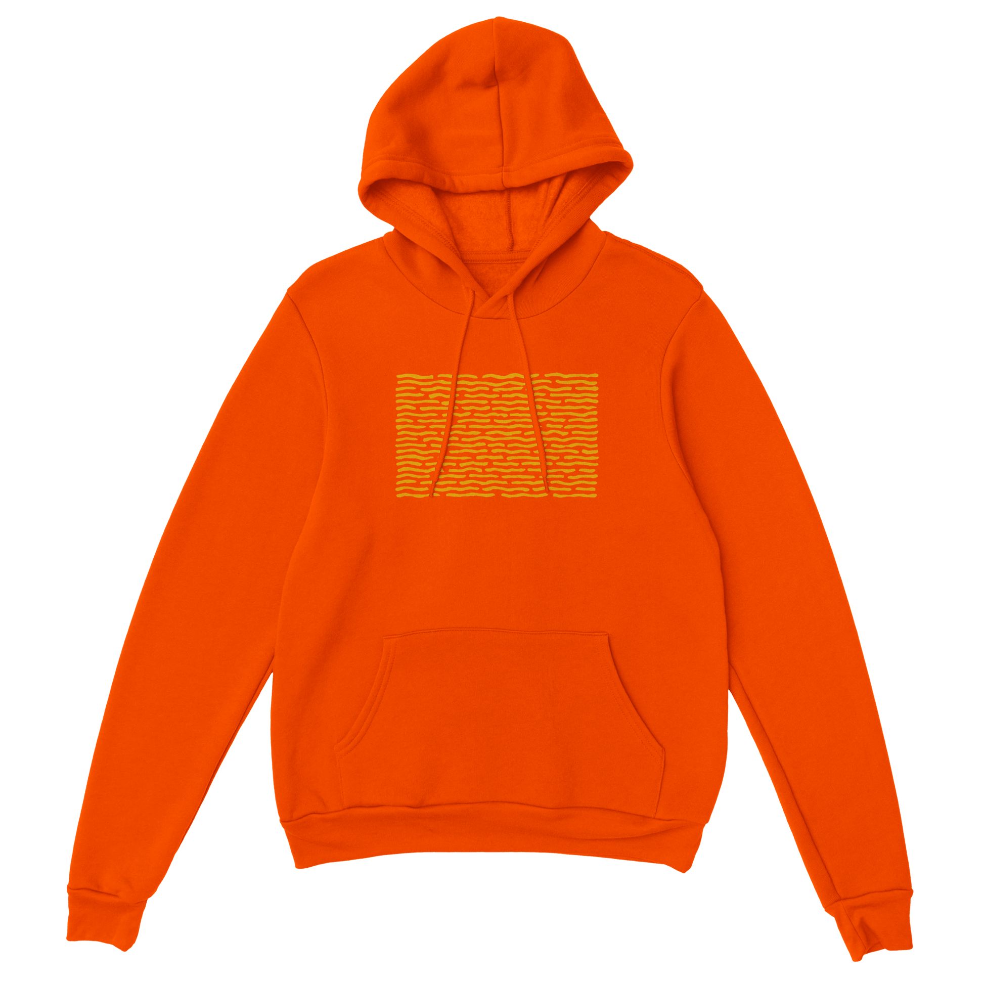 "Solar Code" – Orange Hoodie with Abstract Yellow Pattern - MildPrint.store