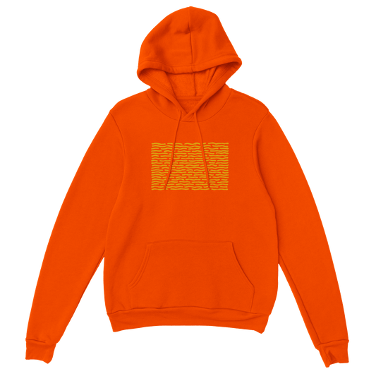 "Solar Code" – Orange Hoodie with Abstract Yellow Pattern - MildPrint.store