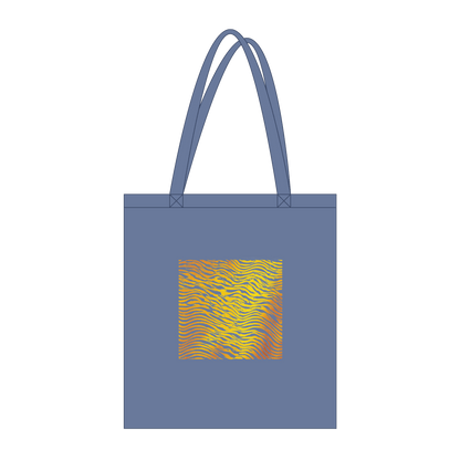 "Solar Lines Tote" – Organic Cotton Tote Bag with Abstract Yellow Wave Print - MildPrint.store