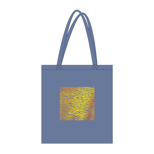 "Solar Lines Tote" – Organic Cotton Tote Bag with Abstract Yellow Wave Print - MildPrint.store