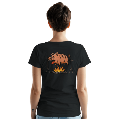 "Well Done Pig" – Funny BBQ T-Shirt – Double - Sided Roast Humor Tee – Gag Gift for Grill Lovers (Black) - MildPrint.store